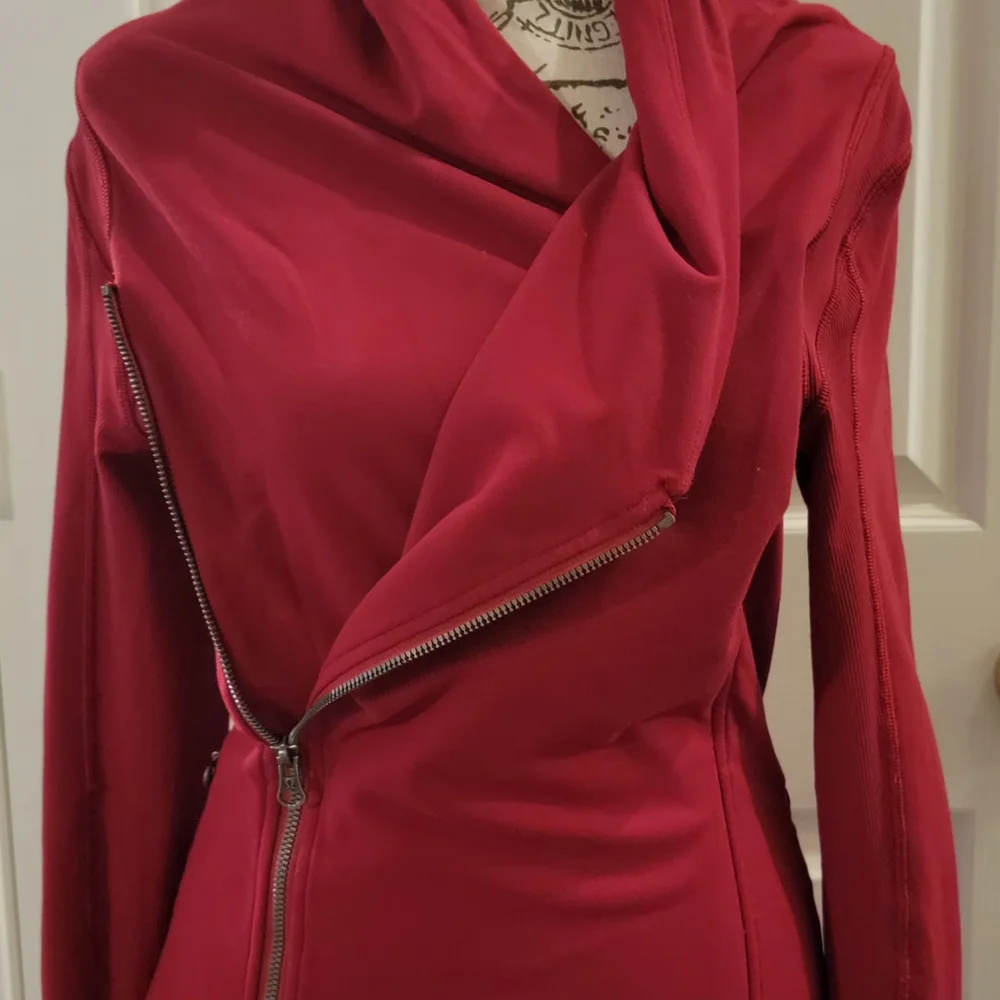 Red Asymmetrical Zip Jacket - Picture 7 of 12